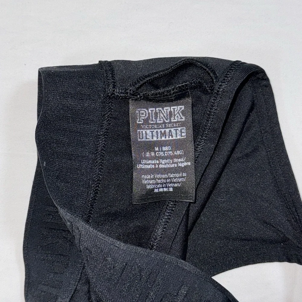 Victoria's Secret PINK Ultimate‎ Sports Bra Black Athleisure Racerback Size M